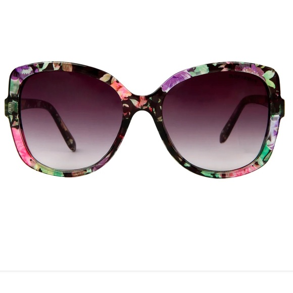 Suzy Levian Black Floral Oversized Cat Eye Sunglasses